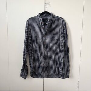 J. Crew Slim Men’s Blue and White Checkered Casual Button Down Shirt Size Large
